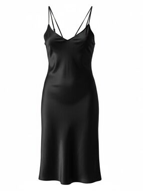 Elegant Black Slip Dress with Double Spaghetti Straps